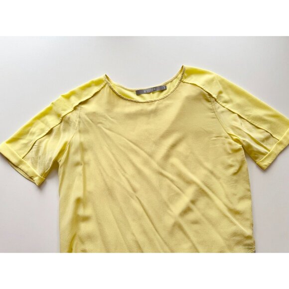 TIGER OF SWEDEN Laci Yellow 100% Silk Crepe Raglan T-Shirt Blouse, Size 38 / M - Picture 6 of 13